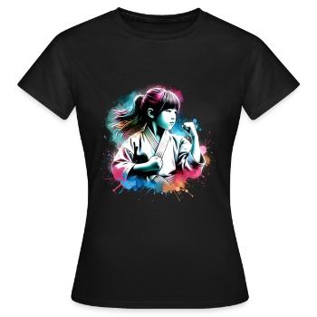 fille qui aime les arts martiaux - T-shirt Femme - noir - Devant - AI Model Female 172 dark (172cm)
