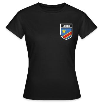 Kongo - Nationalfahne im Wappen - Frauen T-Shirt - Schwarz - Vorne - AI Model Female 172 dark (172cm)
