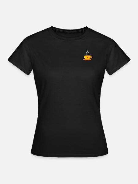 Kaffee Liebe Herz Grafik / Illustration - Dame-T-shirt - sort