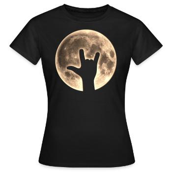 Rockhand Vollmond Mond Musik Party Cool Fun Lustig - Frauen T-Shirt - Schwarz - Vorne - AI Model Female 172 dark (172cm)