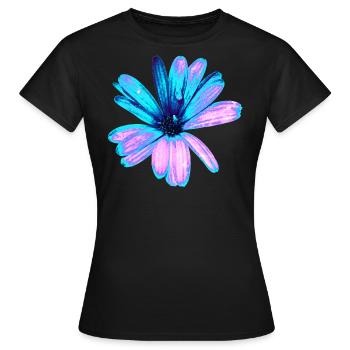 Fleur turquoise et rose - T-shirt Femme - noir - Devant - AI Model Female 172 dark (172cm)
