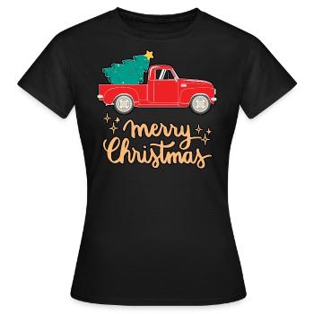 Merry Christmas Car Shirt Xmas - Women's T-Shirt - black - Front - AI Model Female 172 dark (172cm)