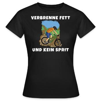 Verbrenne Fett und kein Sprit Eine nachhaltige Art - Frauen T-Shirt - Schwarz - Vorne - AI Model Female 172 dark (172cm)