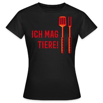 Ich Mag Tiere! (Grillbesteck / 3C) - Frauen T-Shirt - Schwarz - Vorne - AI Model Female 172 dark (172cm)