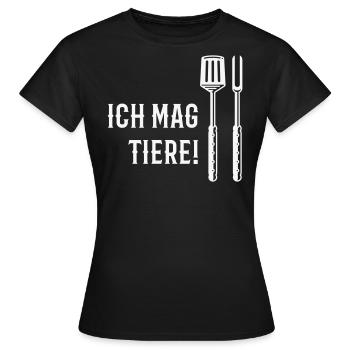 Ich Mag Tiere! (Grillbesteck / White) - Frauen T-Shirt - Schwarz - Vorne - AI Model Female 172 dark (172cm)