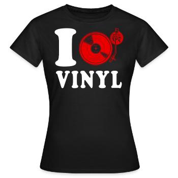 J’aime le vinyle disco coeur drôle spirituel - T-shirt Femme - noir - Devant - AI Model Female 172 dark (172cm)