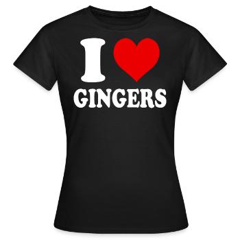Ich liebe Ingwer, Herz, Lustig, Witzig - Frauen T-Shirt - Schwarz - Vorne - AI Model Female 172 dark (172cm)
