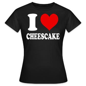 I Love Cheescake Heart Funny Witty - Women's T-Shirt - black - Front - AI Model Female 172 dark (172cm)