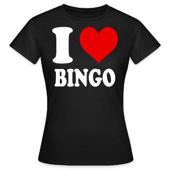 I Love Bingo Heart Funny Witty - Women's T-Shirt - black - Front - AI Model Female 172 dark (172cm)