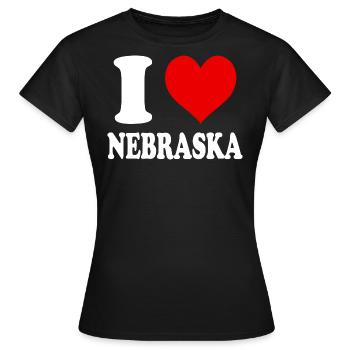 I Love Nebraska Heart Funny Witty - Women's T-Shirt - black - Front - AI Model Female 172 dark (172cm)