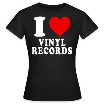 I Love Vinyl Records Heart Funny Witty - Women's T-Shirt - black - Front - AI Model Female 172 dark (172cm)