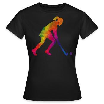 Hockey Frauen Hockeyspielerin Bunt - Frauen T-Shirt - Schwarz - Vorne - AI Model Female 172 dark (172cm)