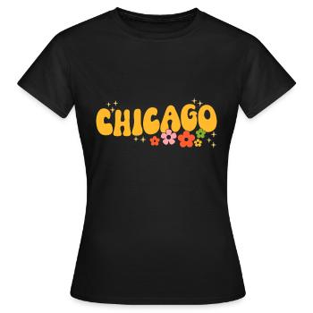 Chicago 70er Jahre Hippie - Frauen T-Shirt - Schwarz - Vorne - AI Model Female 172 dark (172cm)