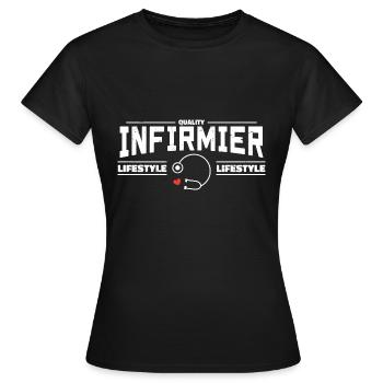 Infirmier | Infirmier Cadeau | Infirmier Passionné - T-shirt Femme - noir - Devant - AI Model Female 172 dark (172cm)