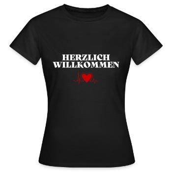 Herzlich Willkommen Herz Liebe - Frauen T-Shirt - Schwarz - Vorne - AI Model Female 172 dark (172cm)