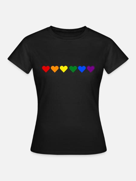 Herz regenbogen lgbt - Frauen T-Shirt - Schwarz