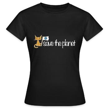 sauver la planète protection du climat chat - T-shirt Femme - noir - Devant - AI Model Female 172 dark (172cm)