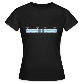 Schwebebahn lang pixelart - Frauen T-Shirt - Schwarz - Vorne - AI Model Female 172 dark (172cm)