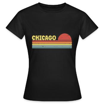 Chicago 70er Jahre Hippie - Frauen T-Shirt - Schwarz - Vorne - AI Model Female 172 dark (172cm)