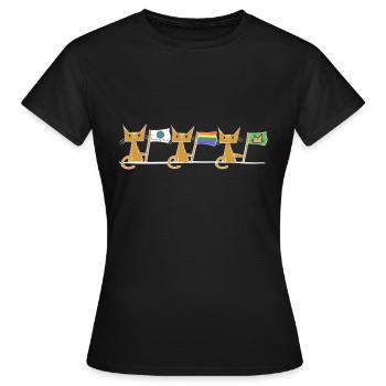 Katzen demonstrieren Flagge Katze Rechte - Frauen T-Shirt - Schwarz - Vorne - AI Model Female 172 dark (172cm)