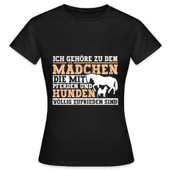 Mit Pferden und Hunden völlig zufrieden - Frauen T-Shirt - Schwarz - Vorne - AI Model Female 172 dark (172cm)