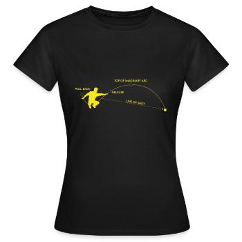 Boule motif explication litière Pentanque - T-shirt Femme - noir - Devant - AI Model Female 172 dark (172cm)