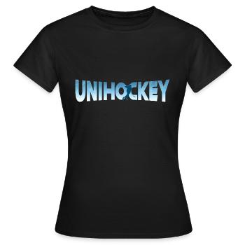 Unihockey - Frauen T-Shirt - Schwarz - Vorne - AI Model Female 172 dark (172cm)
