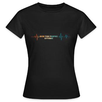 Retro-Herzschlag Folgen Sie Ihrem eigenen Rhythmus - Frauen T-Shirt - Schwarz - Vorne - AI Model Female 172 dark (172cm)