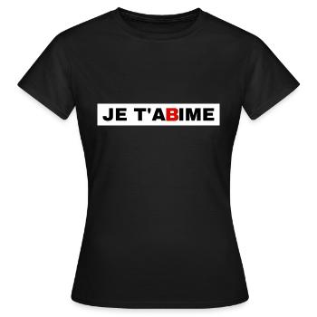 JE T'A"B"IME - T-shirt Femme - noir - Devant - AI Model Female 172 dark (172cm)