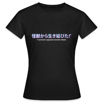 J’ai survécu à un Kaiju - T-shirt Femme - noir - Devant - AI Model Female 172 dark (172cm)