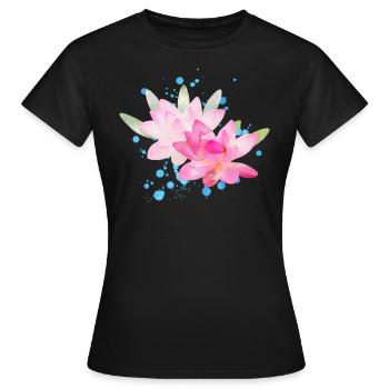 Yoga lotus flowers - Women's T-Shirt - black - Front - AI Model Female 172 dark (172cm)