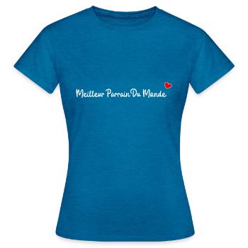 Meilleur parrain du monde - T-shirt Femme - bleu saphir antique chiné - Devant - AI Model Female 172 dark (172cm)