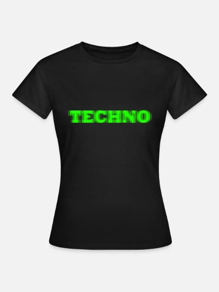 Techno Glitch Grün - Frauen T-Shirt - Schwarz
