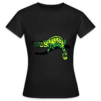 Chamäleon Echse Reptil dreifarbig - Frauen T-Shirt - Schwarz - Vorne - AI Model Female 172 dark (172cm)