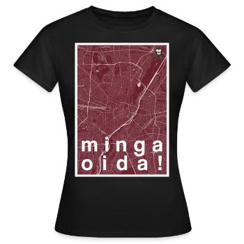 Munich hipster carte de la ville rouge minga oida! - T-shirt Femme - noir - Devant - AI Model Female 172 dark (172cm)