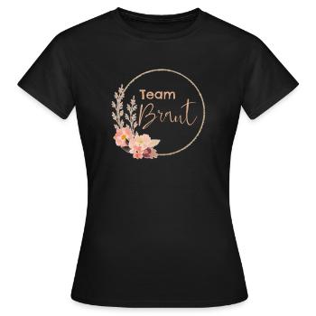Team Braut - rosa Blumen - Frauen T-Shirt - Schwarz - Vorne - AI Model Female 172 dark (172cm)