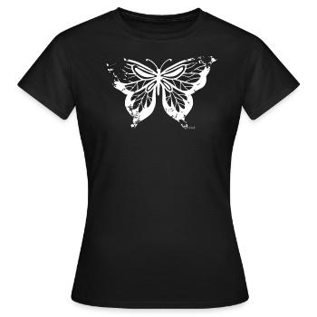 Papillon Vintage Blanc 0133 VanIvony - T-shirt Femme - noir - Devant - AI Model Female 172 dark (172cm)