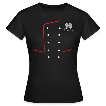 Koch - Kochjacke mit Löffel und Kabel - Frauen T-Shirt - Schwarz - Vorne - AI Model Female 172 dark (172cm)