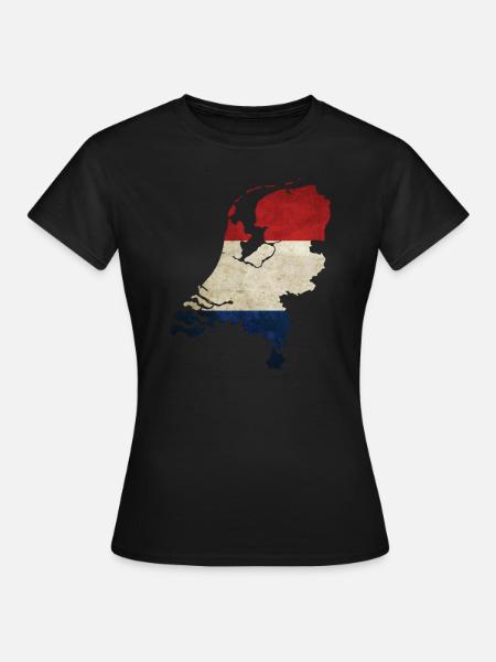 Niederlande - Landesgrenze in Nationalfahne - Frauen T-Shirt - Schwarz