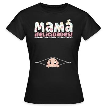Cadeau Femme Enfant Grossesse, Babyshower - T-shirt Femme - noir - Devant - AI Model Female 172 dark (172cm)