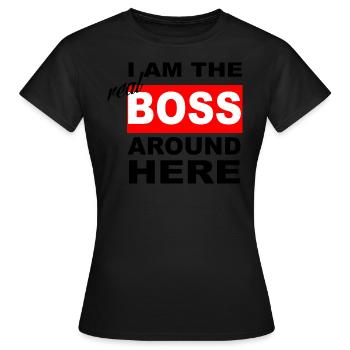 Je suis le vrai patron, le vrai patron, le couple, le couple - T-shirt Femme - noir - Devant - AI Model Female 172 dark (172cm)