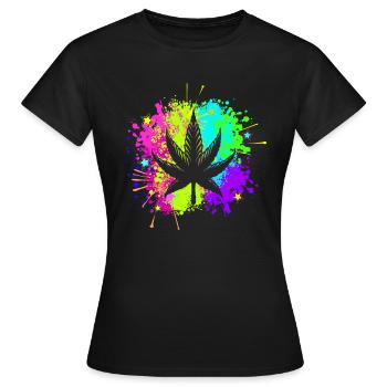 7 blättriges Cannabisblatt - Frauen T-Shirt - Schwarz - Vorne - AI Model Female 172 dark (172cm)