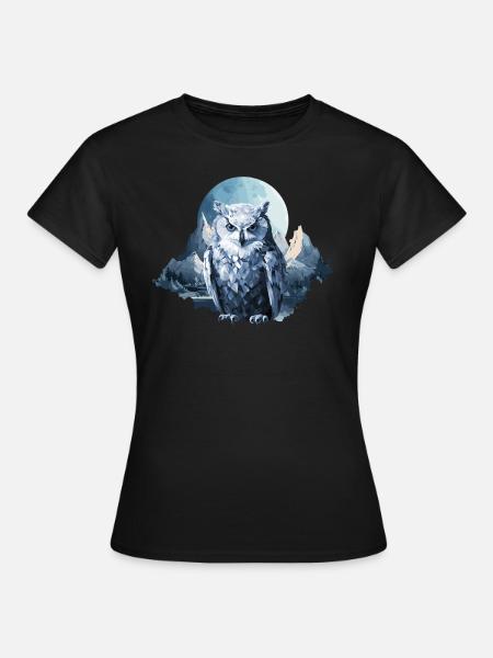 Schnee Eule - Frauen T-Shirt - Schwarz