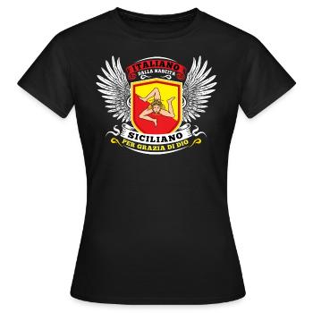 Italiano dalla nascita siciliano per grazia di dio - Frauen T-Shirt - Schwarz - Vorne - AI Model Female 172 dark (172cm)