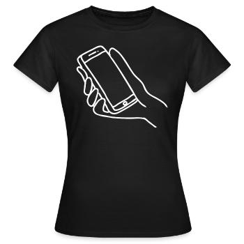 Main de smartphone - T-shirt Femme - noir - Devant - AI Model Female 172 dark (172cm)