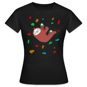 Bunte Kletterwand Faultier Kletterer Boulder - Frauen T-Shirt - Schwarz - Vorne - AI Model Female 172 dark (172cm)