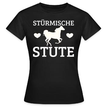 Pferd, Pferde, Stute, stürmisch, Stürmische Stute - Frauen T-Shirt - Schwarz - Vorne - AI Model Female 172 dark (172cm)