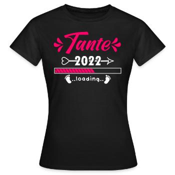 Tante 2022 Loading Schwangerschaftsankündigung - Frauen T-Shirt - Schwarz - Vorne - AI Model Female 172 dark (172cm)