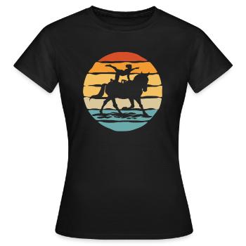 Sport équestre Vaulting Retro Horse Dressage - T-shirt Femme - noir - Devant - AI Model Female 172 dark (172cm)