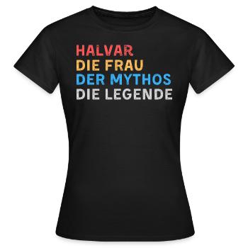 Halvar Fau Mythos Legende - Frauen T-Shirt - Schwarz - Vorne - AI Model Female 172 dark (172cm)